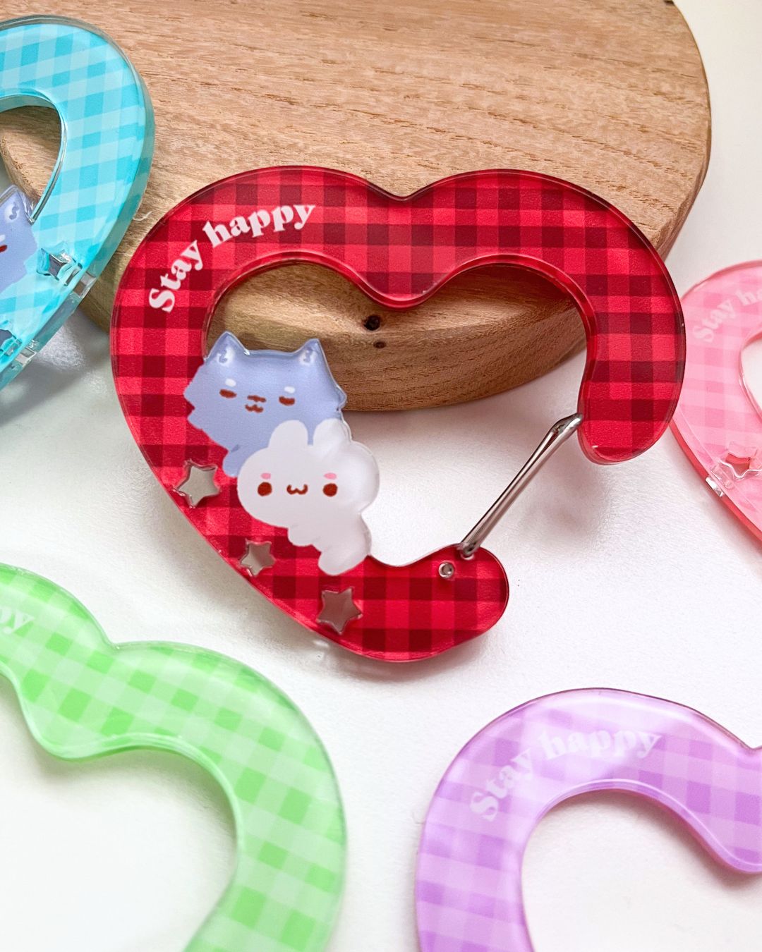 Keep Smiling Heart - Acrylic Carabiners